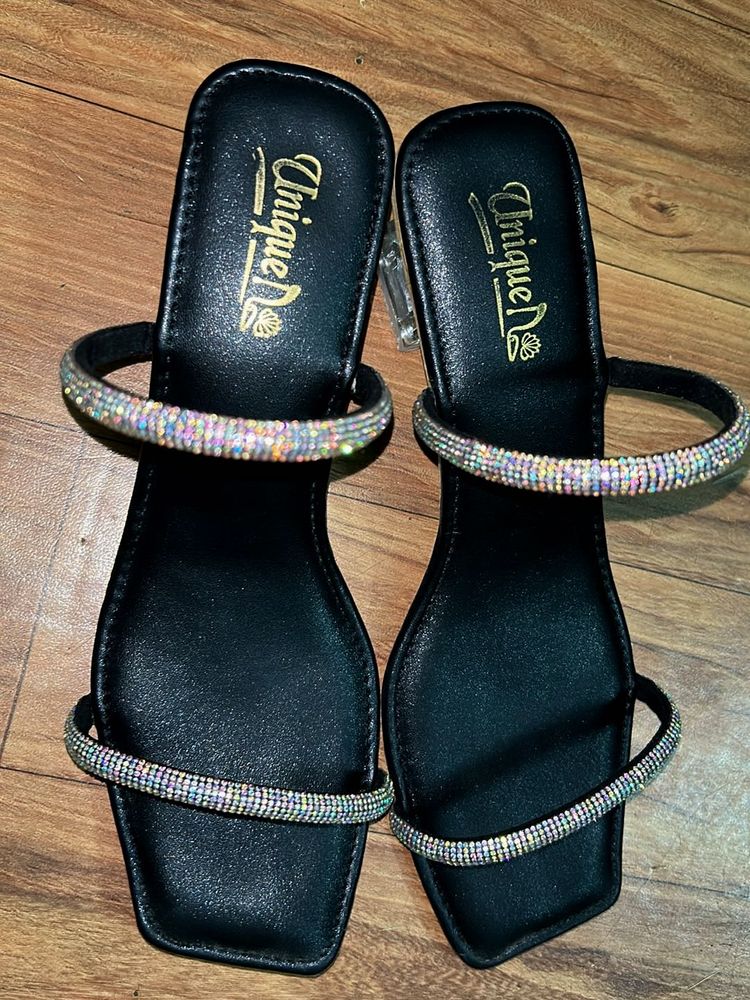 Unique Black Rhinestone Heels