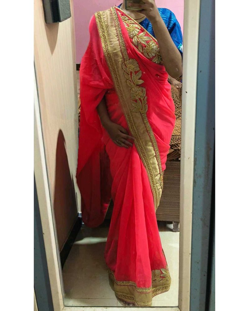 New Sari With Fall Done