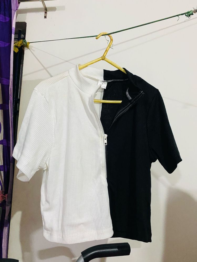 Two-Tone Zip Up Top
