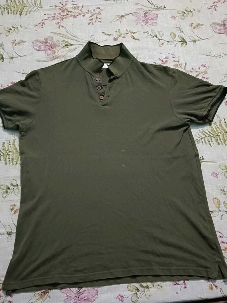 Ajio Olive Polo Tshirt