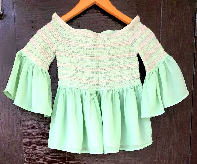 Mint Green Off-Shoulder Top