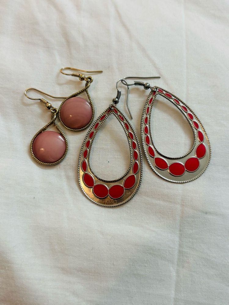Pink Set Of Two Earrings