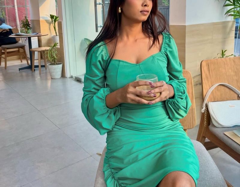 Green Ruched Mini Dress