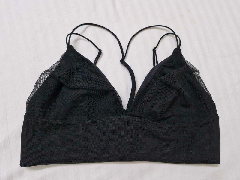Black Mesh Bralette  L