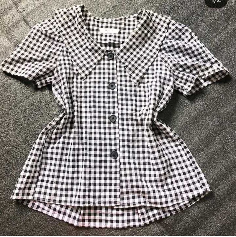 Gingham Peter Pan Collar Top