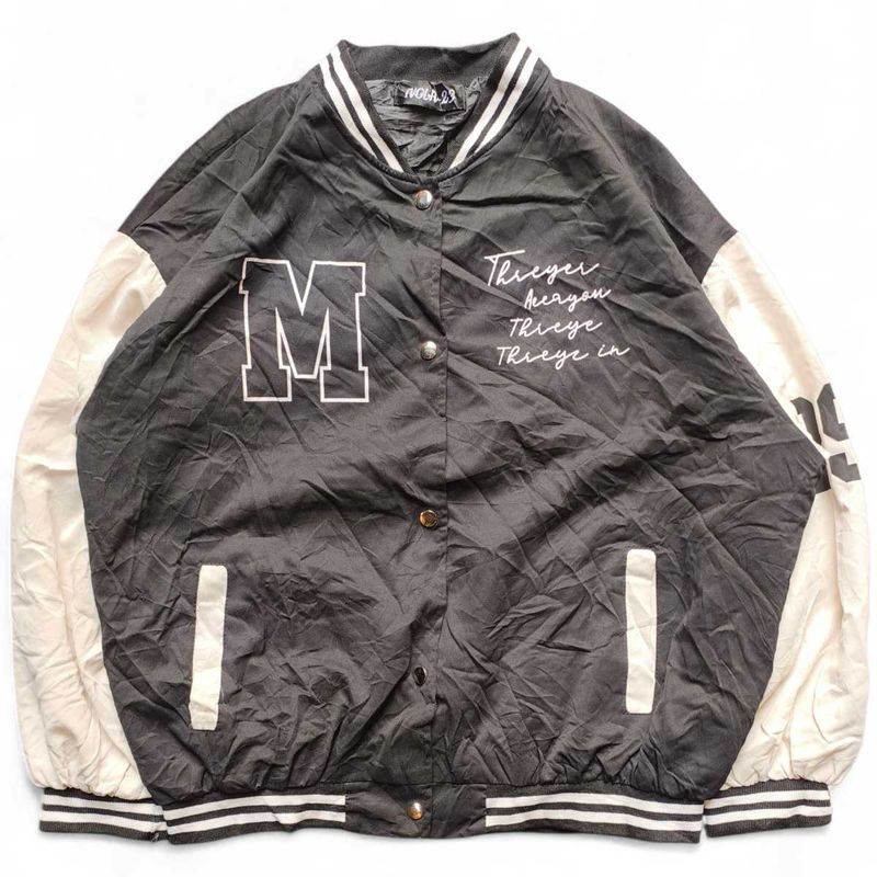 Black &#39;M&#39; Patch Streetwear Bomber