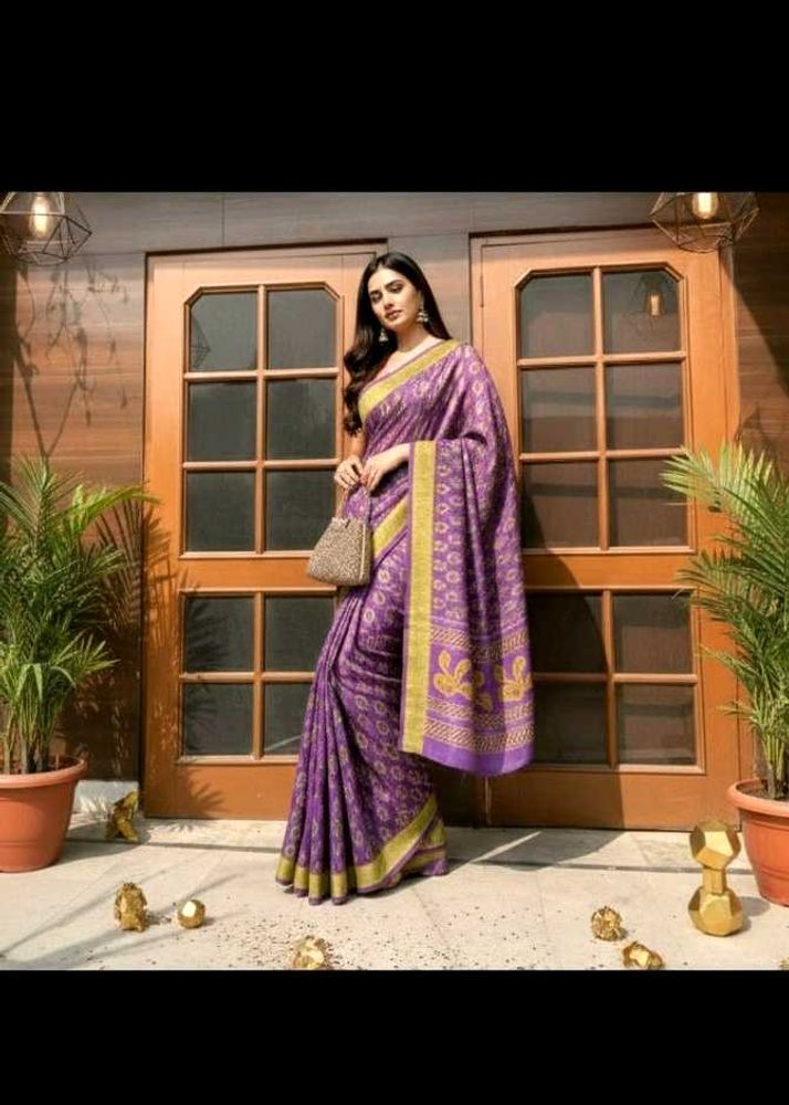 💜✨Elegant Purple Printed Saree🌟