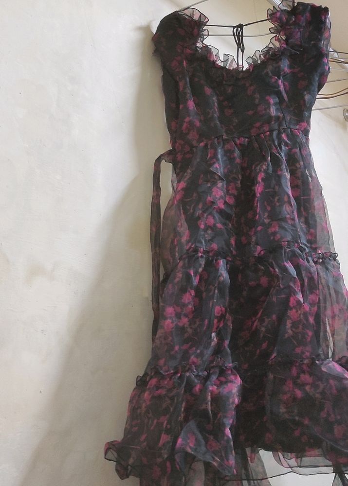 Gothic Black Coquette Fairycore Vintage Dress