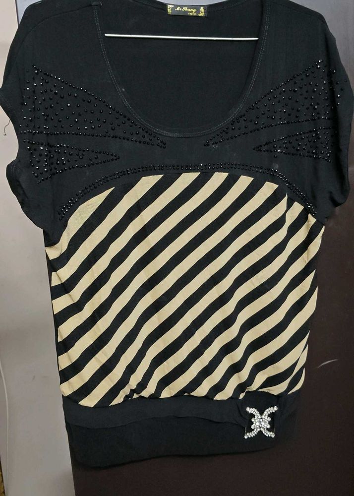 Striped Embellished Top
