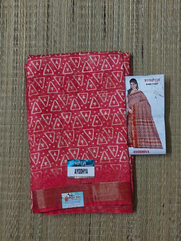 Red Triangle Cotton Saree