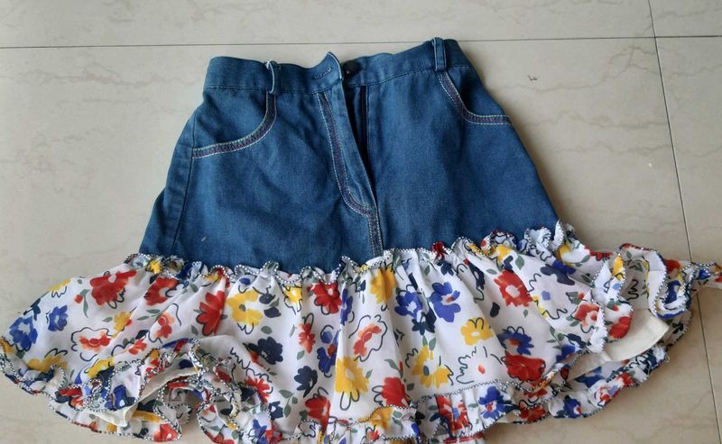 Frilled DENIM skirt 2-5 yr old girls