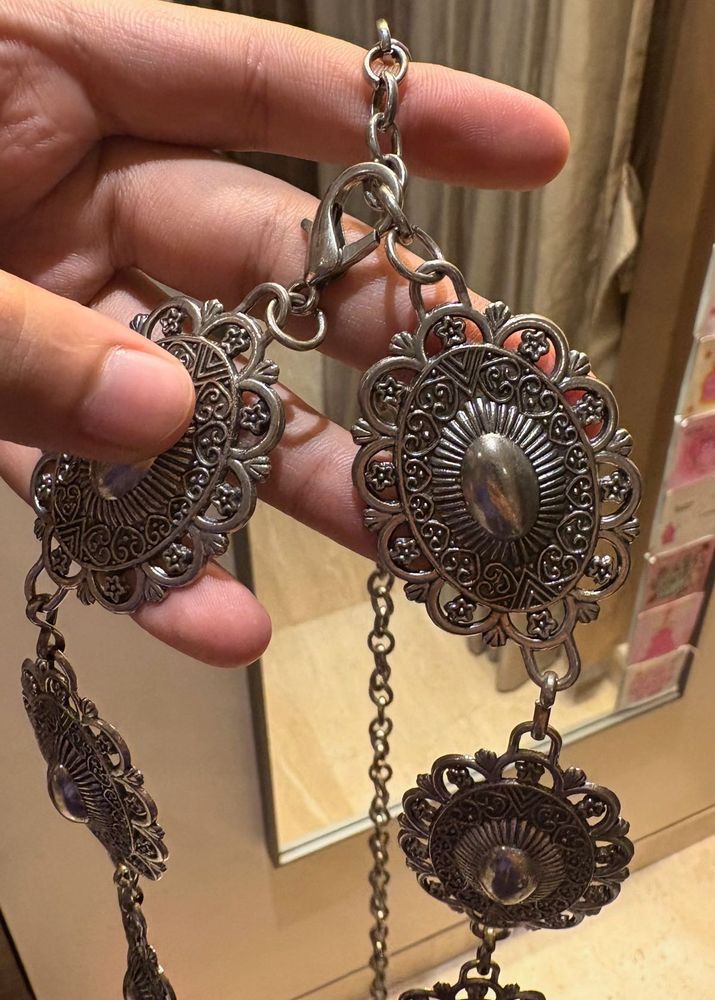 Ethnic Silver Metal Waist Chain Belt