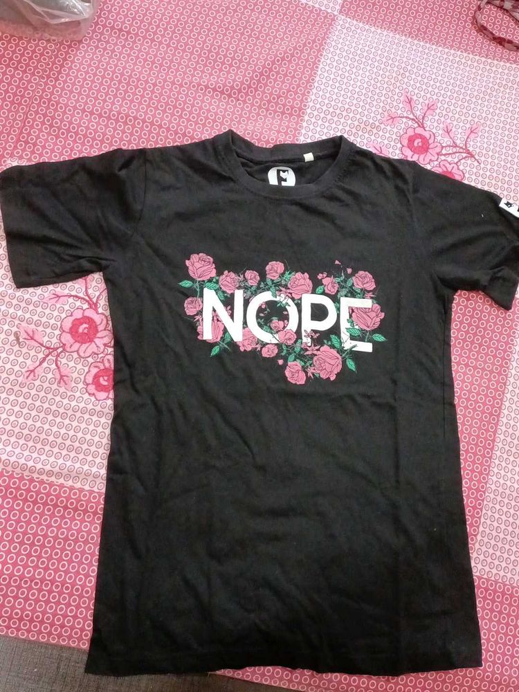 Black Floral &#39;Nope&#39; T-Shirt