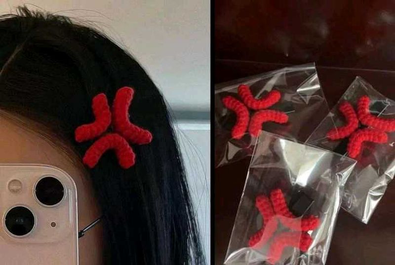 Red Angry Mark Hair Clip