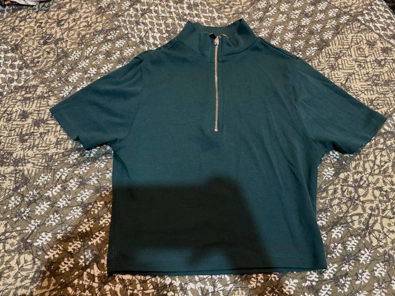 Green Zip-Up Top