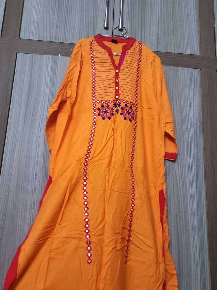 Orange Kurti Set