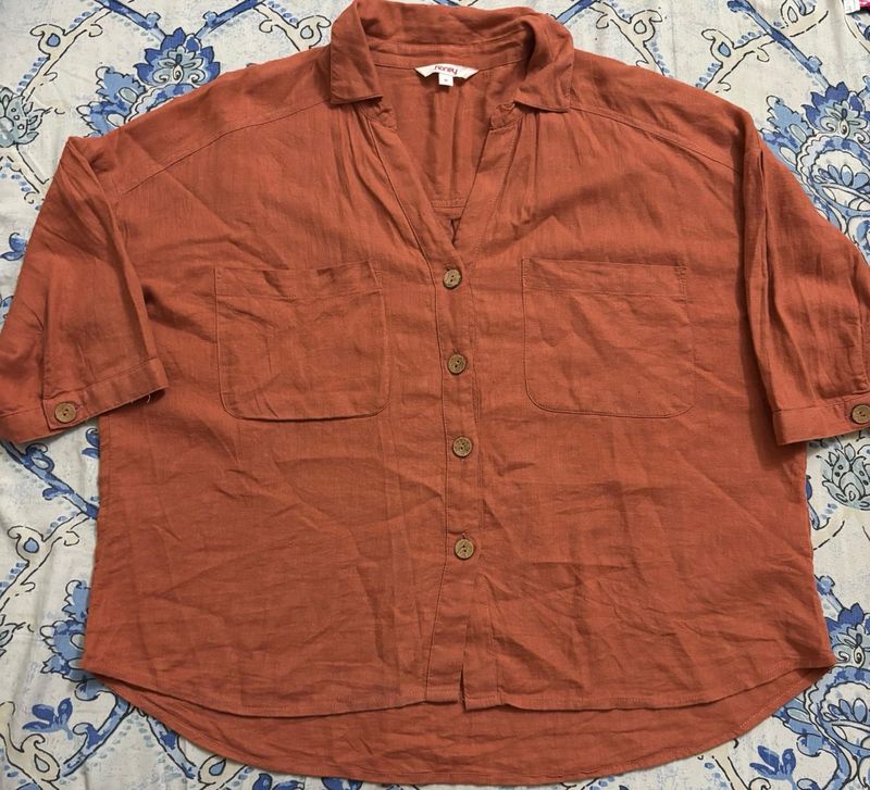 Orange Button-Down Shirt