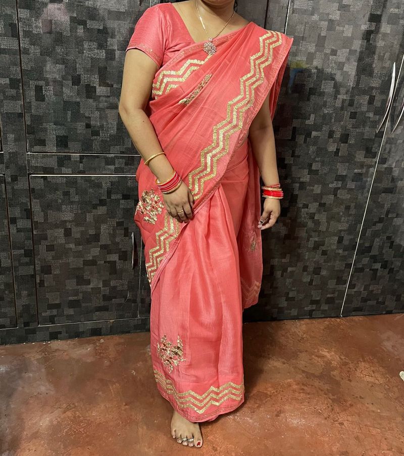 Beautiful Peach Saree