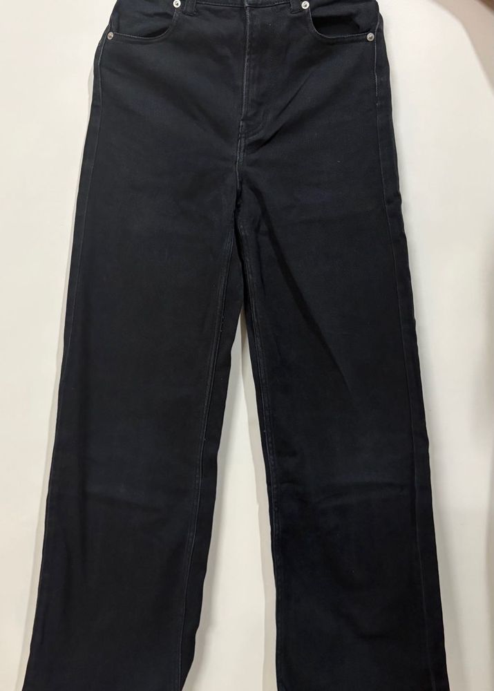 Black Wide Leg Denim Jeans