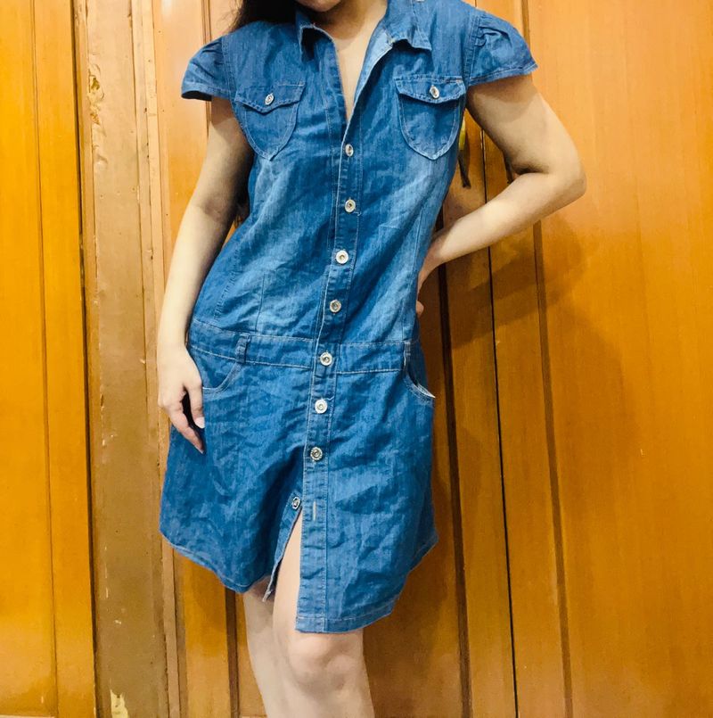Denim Button-Up Dress