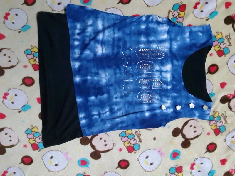 Blue Tie-Dye Sleeveless Top