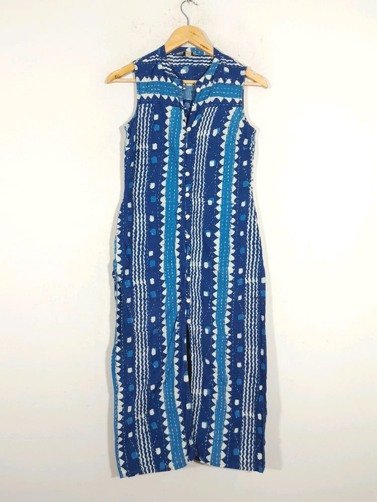 Blue Printed Stright Fit Kurta  (Women&#39;s)