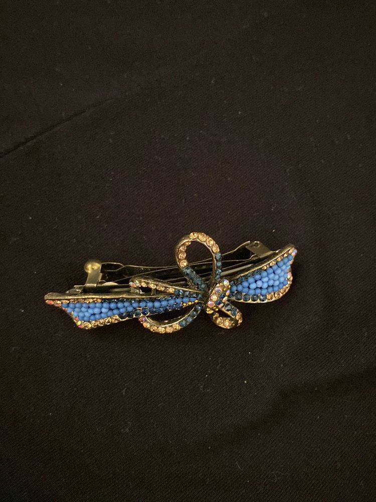 Vintage Beaded Bow Hair Clip