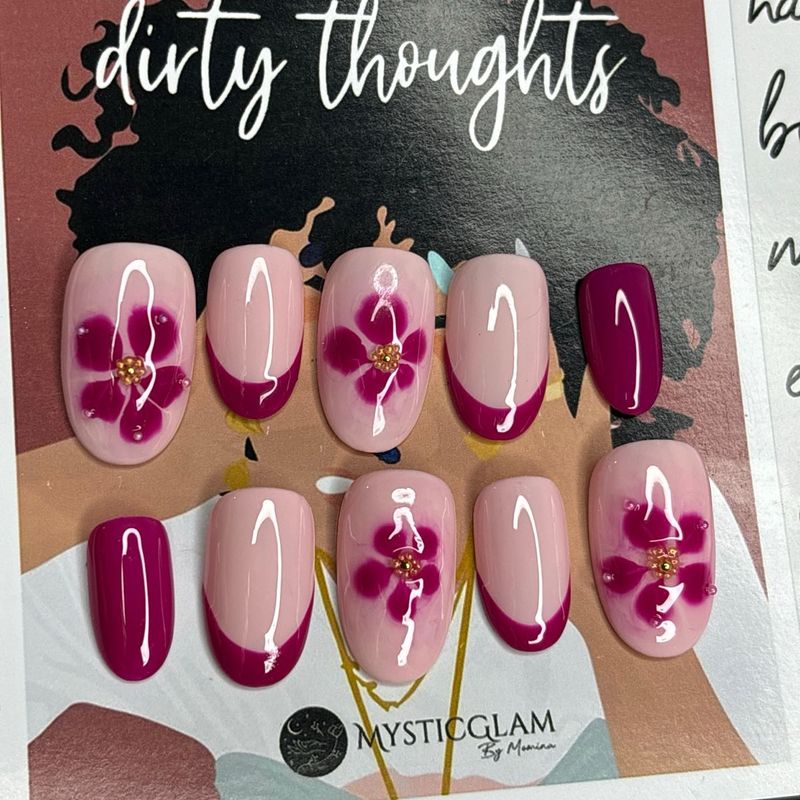 Orchid Kiss – Pink Floral Press-On Nails