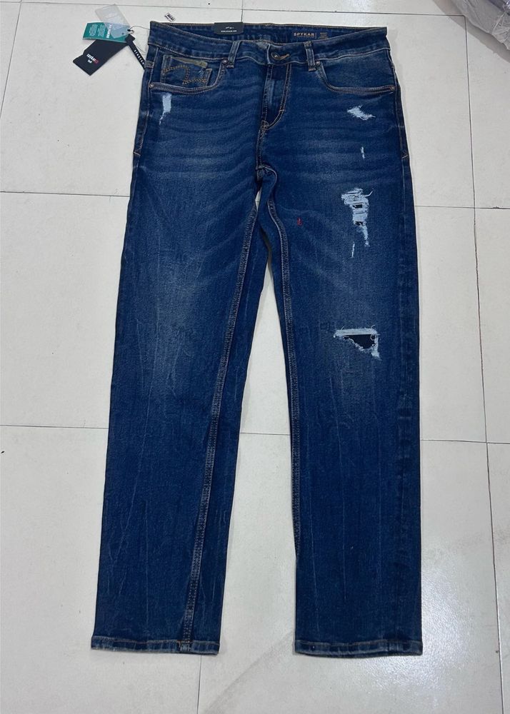 SPYKAR Ripped Dark Blue Jeans