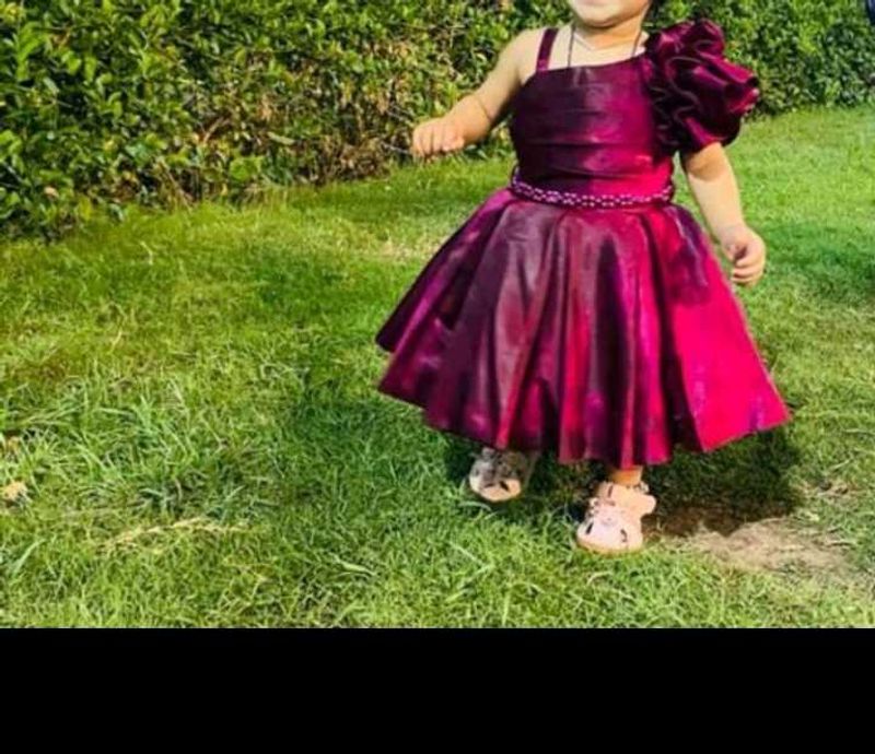 Maroon Dress with Flower Shoulder