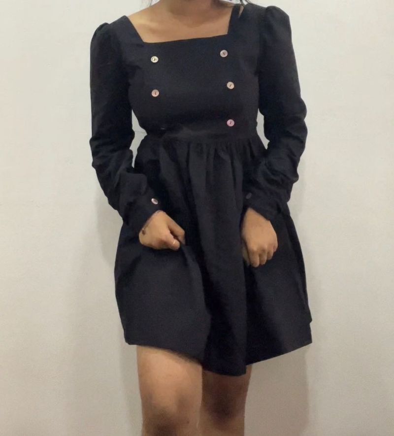 Yesstyle Korean Black Cotton Mini Dress