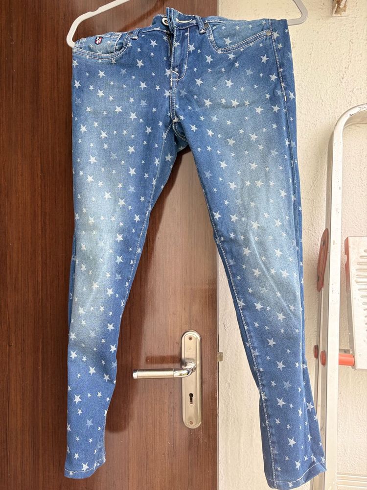 Star Print Denim Jeans