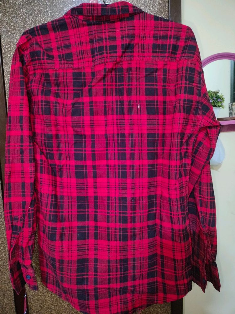 COMBO Red - Checked Shirt For Girls