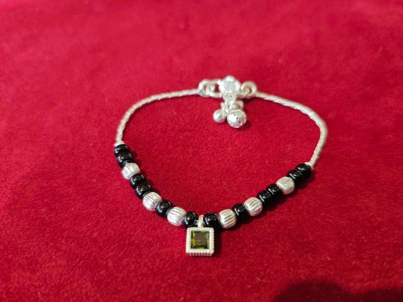 Pure Silver Beaded Anklet with For Baby Girl