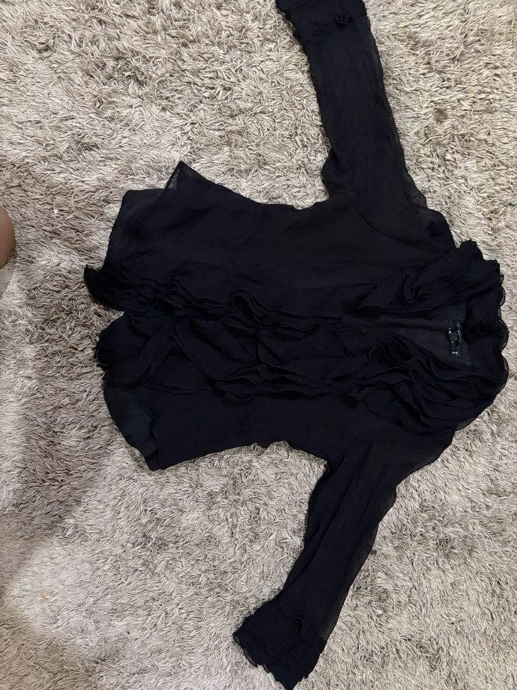 Elegant Black Ruffled Top