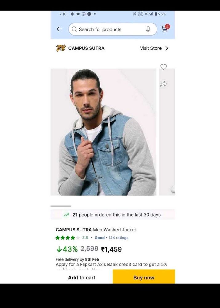 Campus SutraMen Stylish Casual Denim Hooded