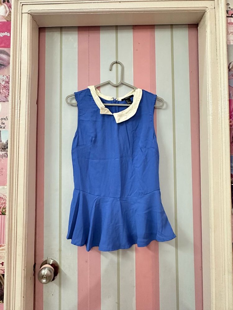 Forever 21 Blue Peplum Top