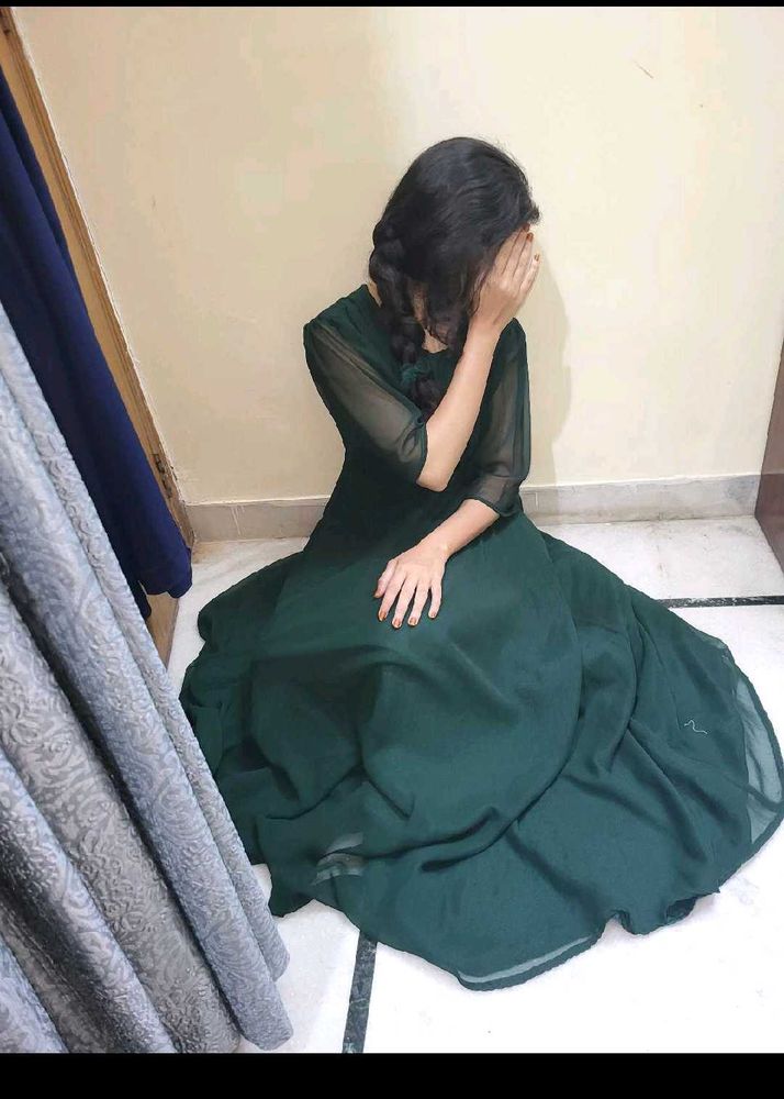 Elegant Green Ethnic Gown part xl georgette