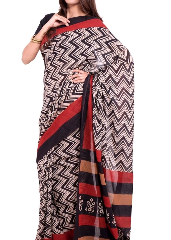 Handmade Block Printed Cotton Saree
