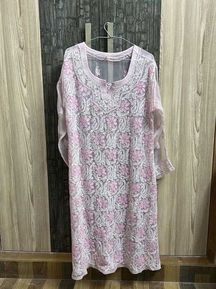 Pink authentic Chikankari Kurta