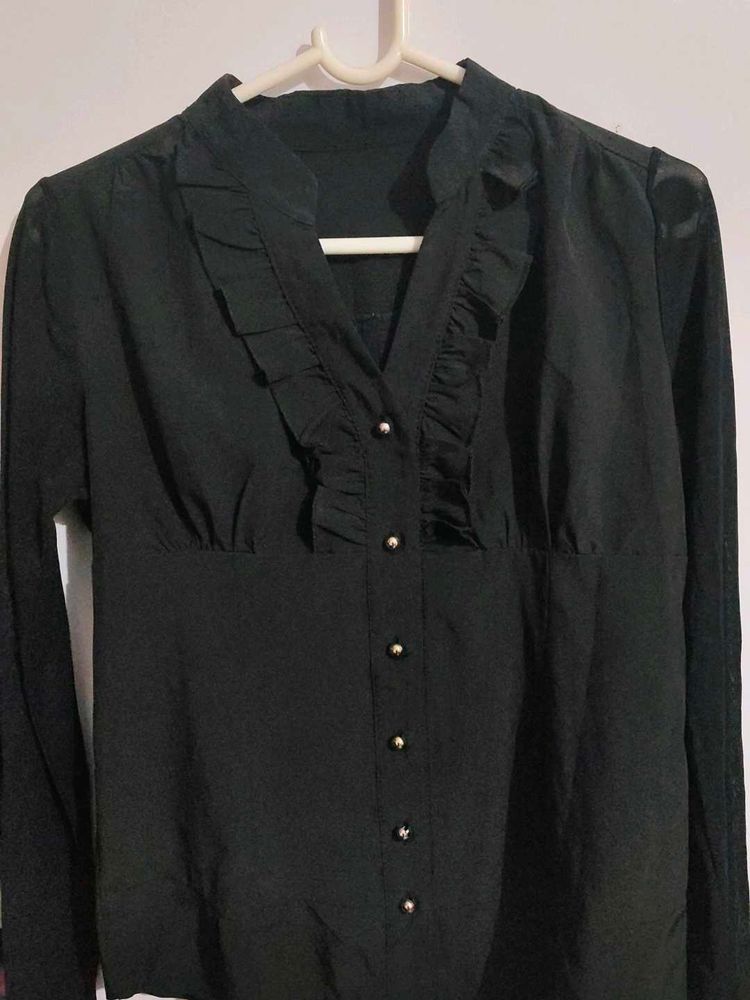 Black Ruffled Blouse