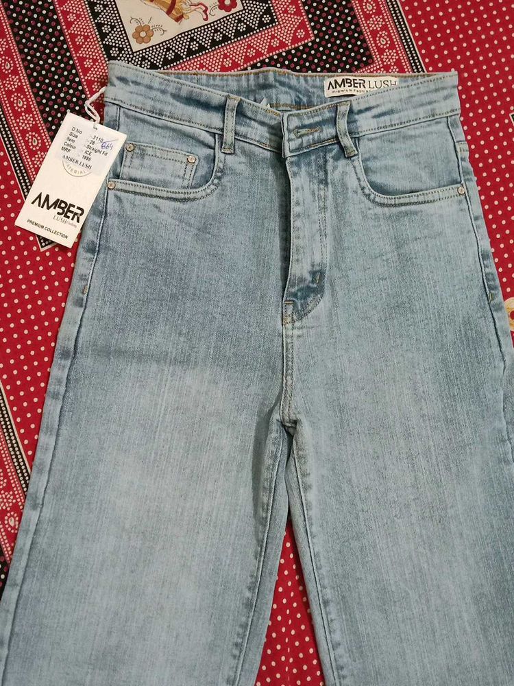 AMBER Blue Straight Fit Jeans