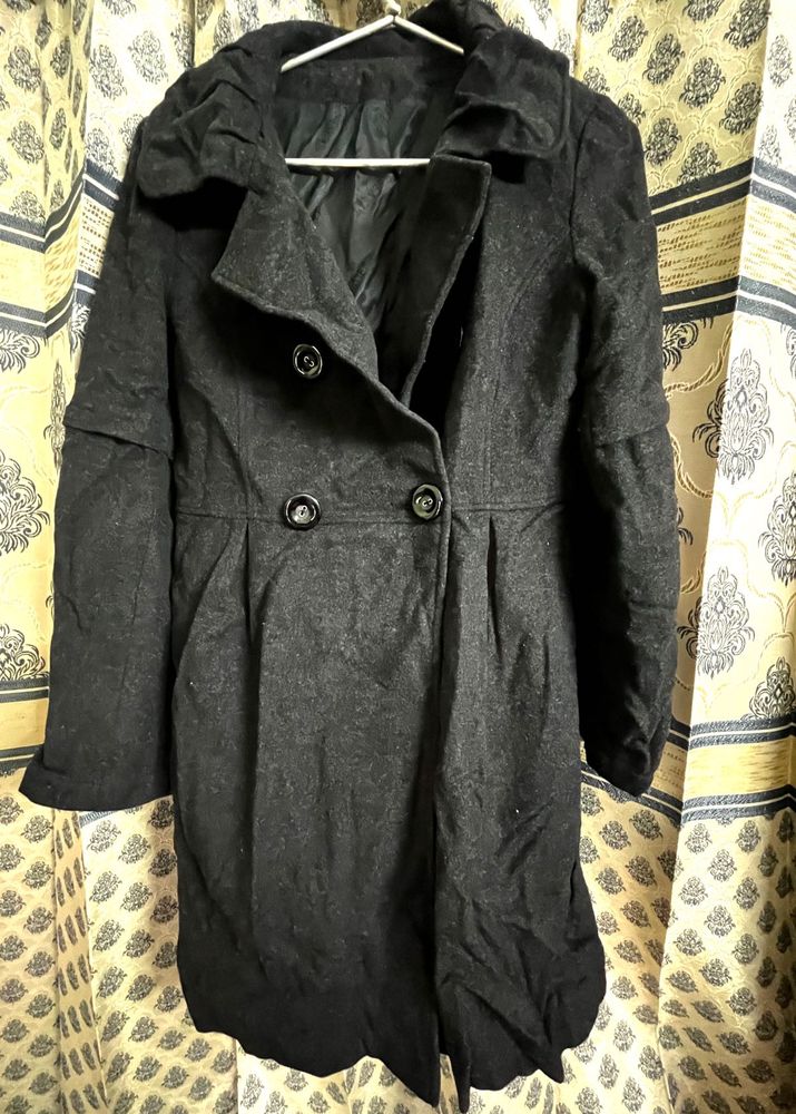 Elegant Black Double-Breasted Coat