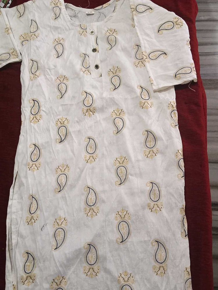 Elegant White Kurta By Large Size