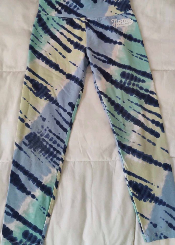 Blue/Sea Green Stretch Leggings