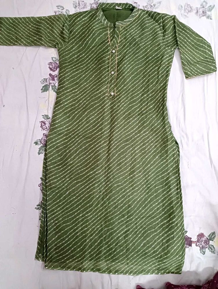 Green Striped Kurta