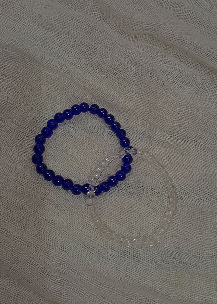 Aesthetic Blue Beads Bracelet 💙🦋✨ [ Pack Of 2 ]
