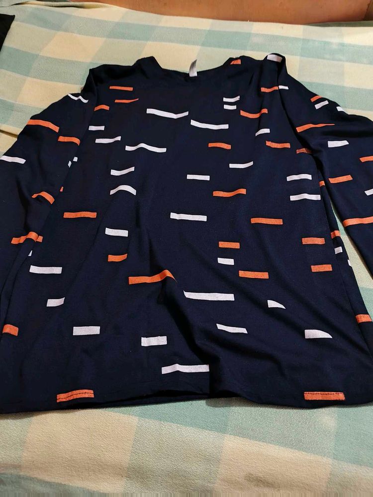 Navy Geometric Print Top