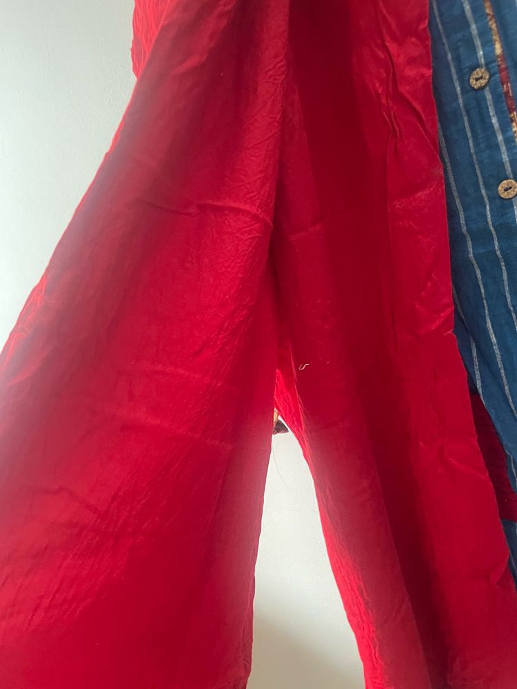 Ethnic Kurta With Cherry Red Pallazo