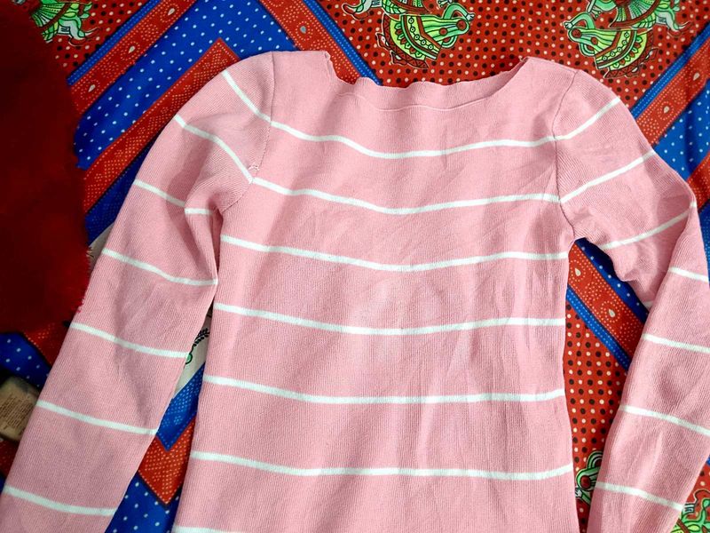 Pink Striped Sweater top